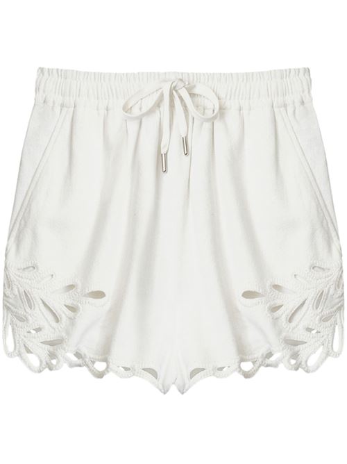 White cotton embroidered shorts MARANT ETOILE | SH0187FAC1J12E20WH